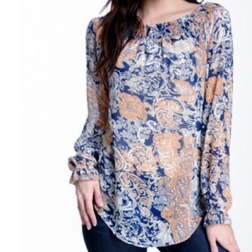 Blu Pepper long sleeve sheer top size small